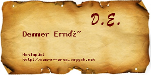 Demmer Ernő névjegykártya